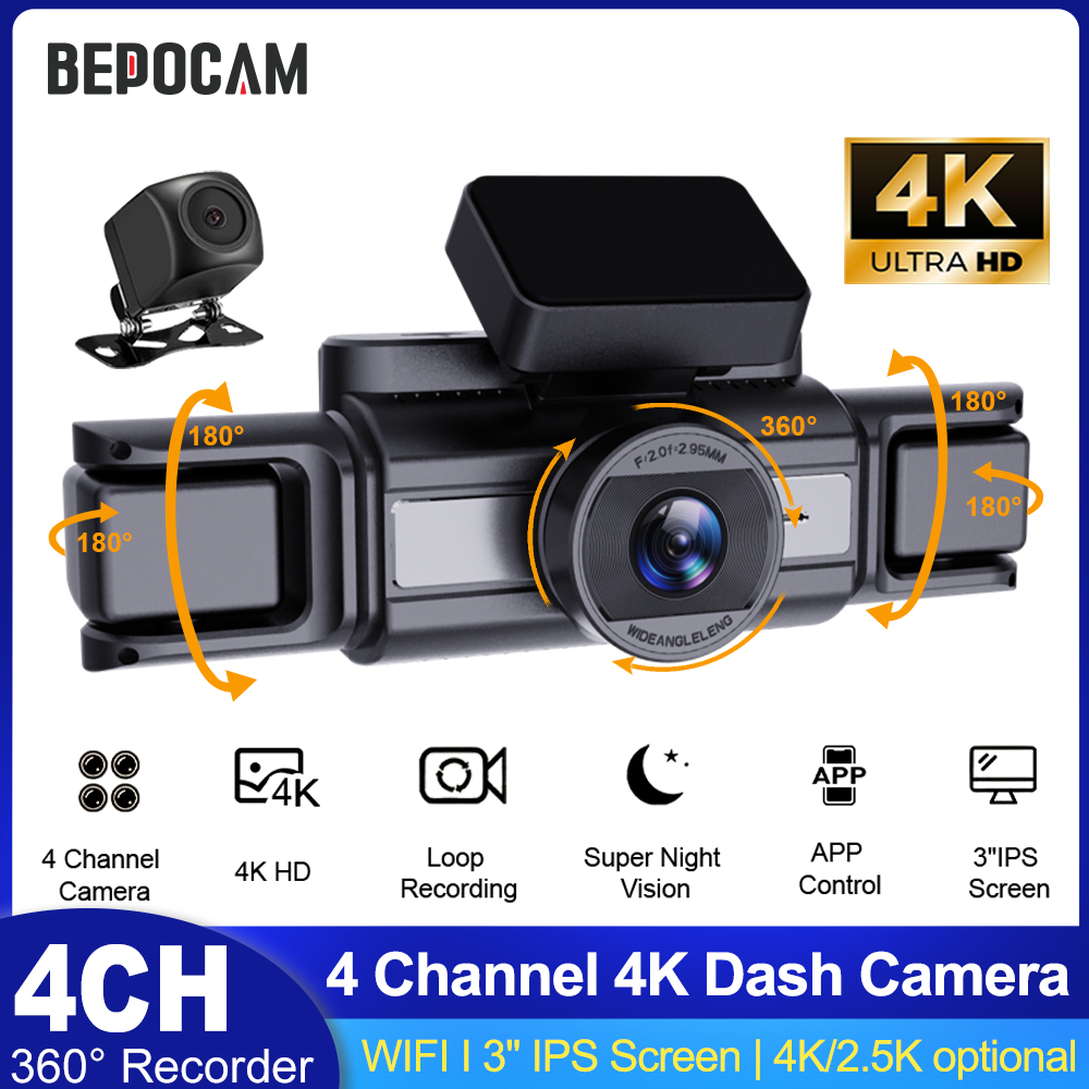Panoramic Dash Cam 360 - Kamera Dasbor BEPOCAM 4CH 4K untuk