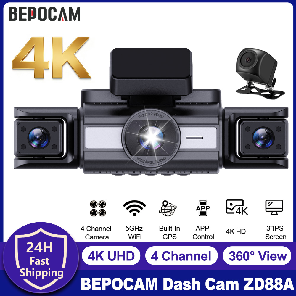 Panoramic Dash Cam 360 - BEPOCAM Kamera Dasbor 4 Kanal 4K