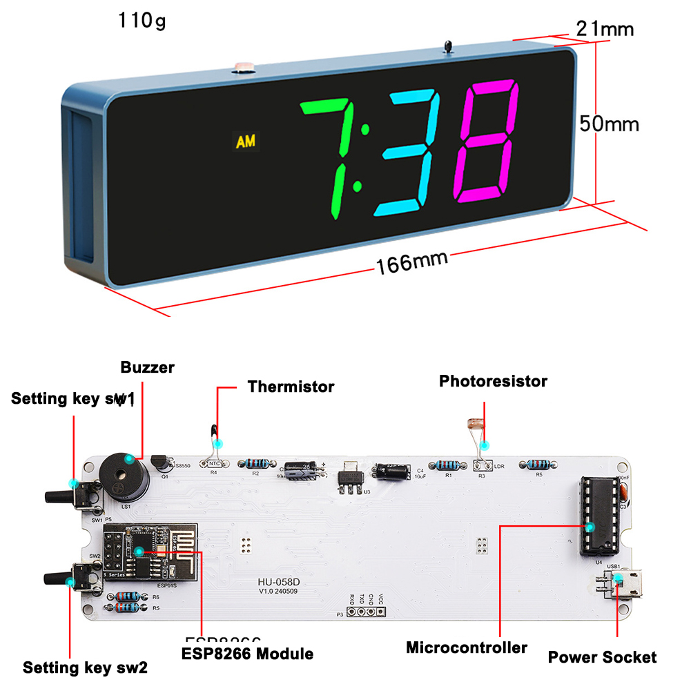 ESP8266 IoT jam WiFi warna-war - Diy Electronics Gadgets ulasan dan harga