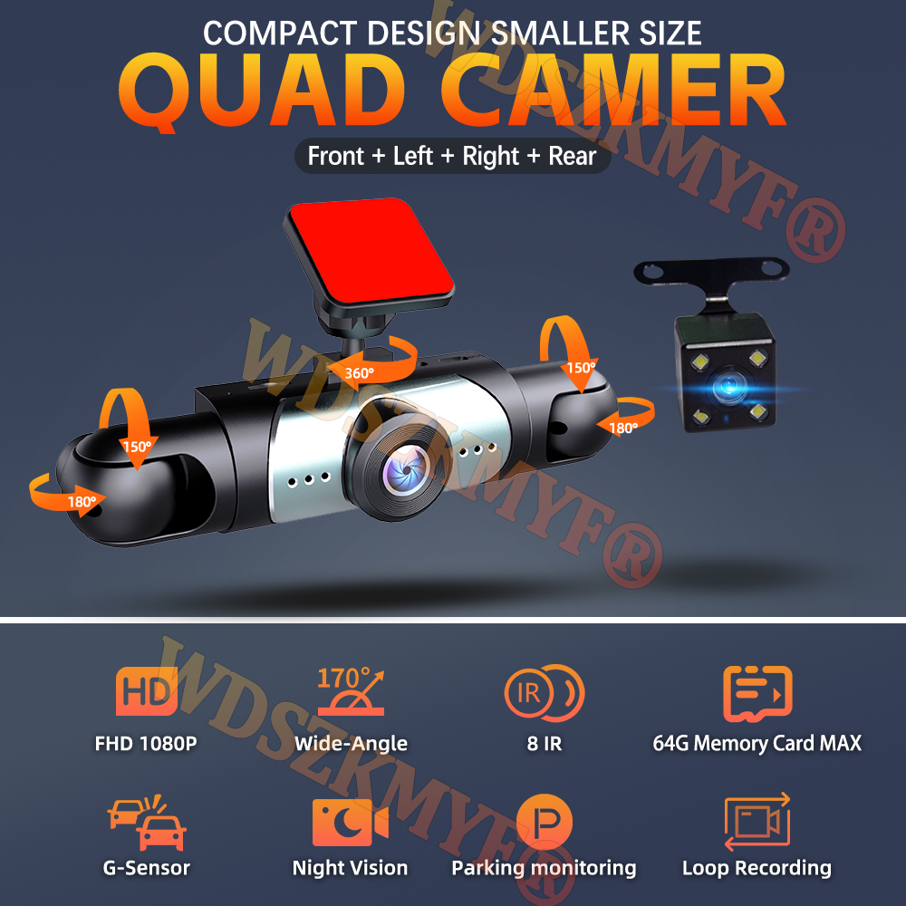 360 °   Kamera Mobil 3/4 Lensa - Panoramic Dash Cam 360 ulasan dan harga