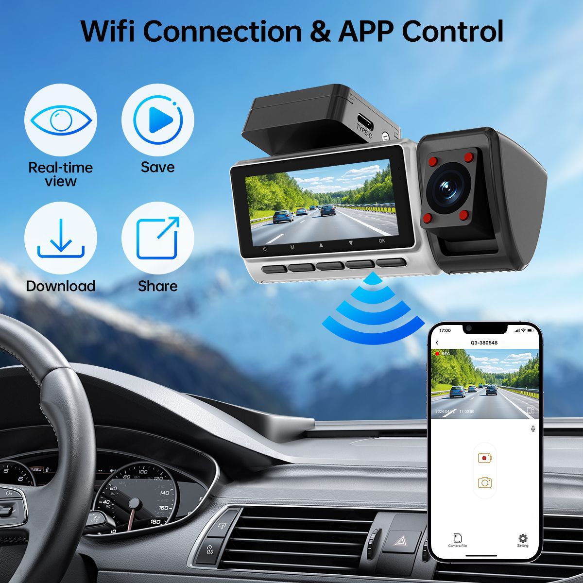 Dashcam GPS HD WIFI 3,16 inci  - Panoramic Dash Cam 360 ulasan dan harga